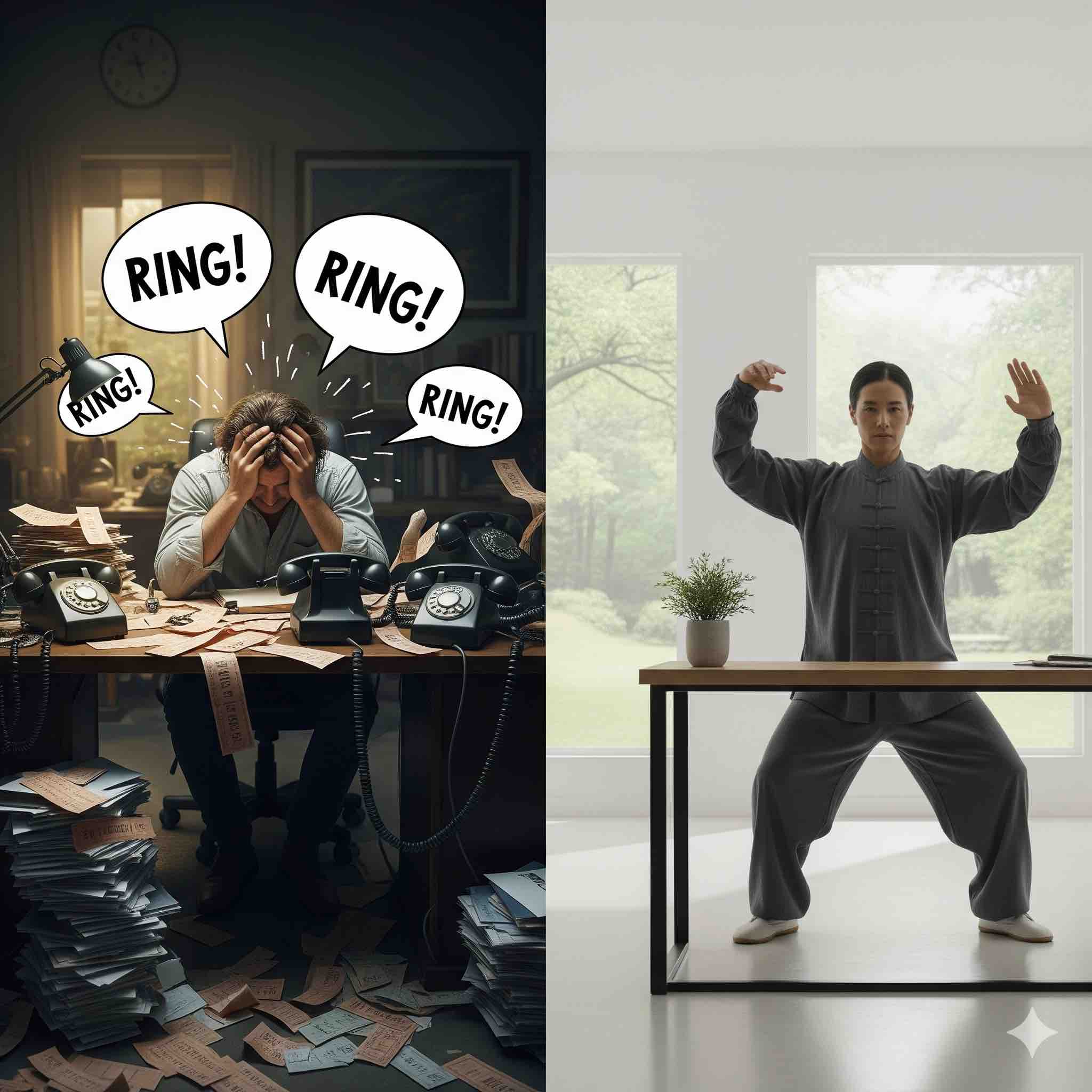Before and after: From chaotic phone interruptions to peaceful focused work with Nia handling calls